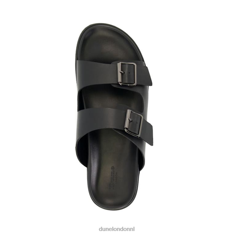 Heren R6DFZ720 het zijn zwart Dune London casual leren sandalen met gespband