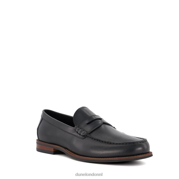 Heren R6DFZ688 Samson zwart Dune London leren loafers met penny-versiering