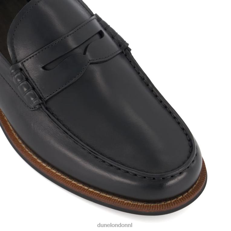 Heren R6DFZ688 Samson zwart Dune London leren loafers met penny-versiering