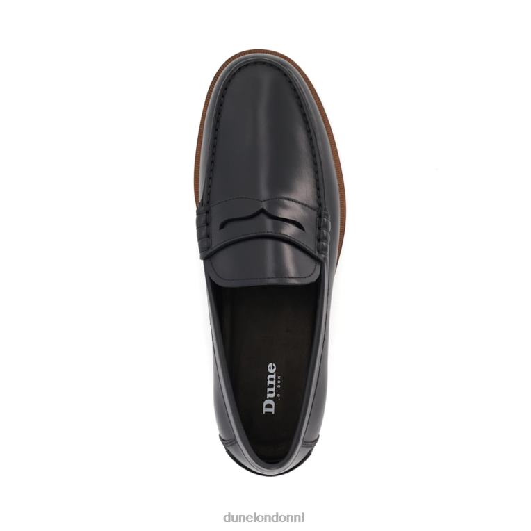 Heren R6DFZ688 Samson zwart Dune London leren loafers met penny-versiering