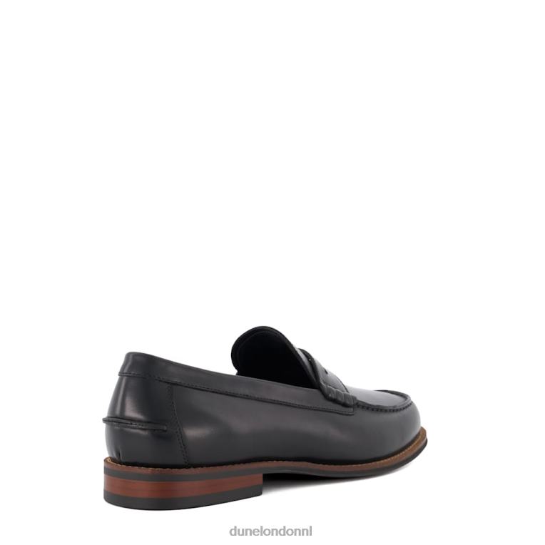 Heren R6DFZ688 Samson zwart Dune London leren loafers met penny-versiering