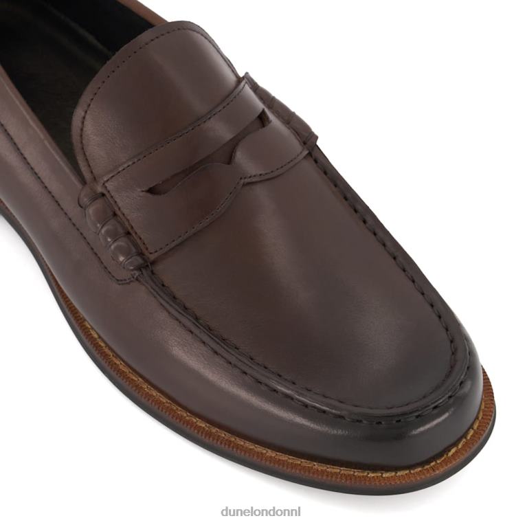 Heren R6DFZ689 Samson bruin Dune London leren loafers met penny-versiering