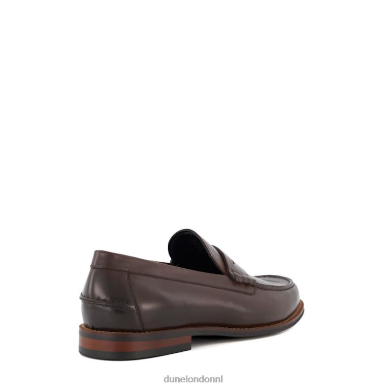 Heren R6DFZ689 Samson bruin Dune London leren loafers met penny-versiering