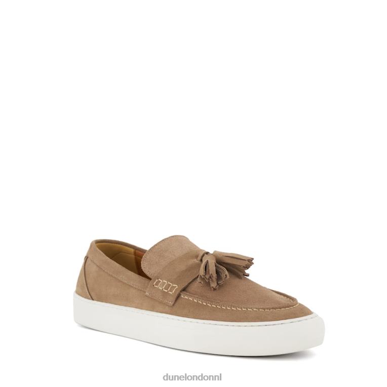 Heren R6DFZ699 bed taupe Dune London Casual suède loafers met kwastjes