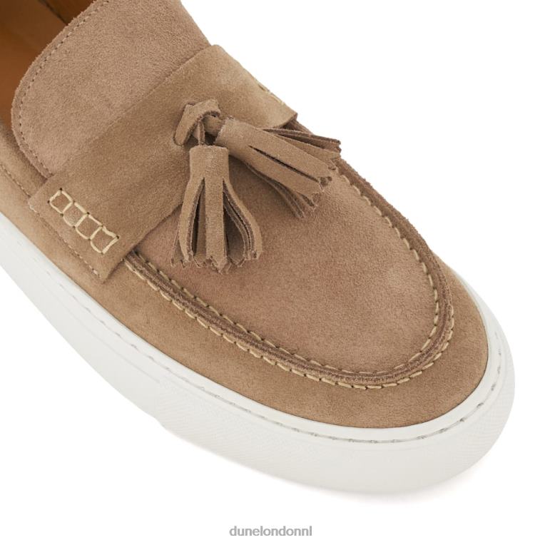 Heren R6DFZ699 bed taupe Dune London Casual suède loafers met kwastjes