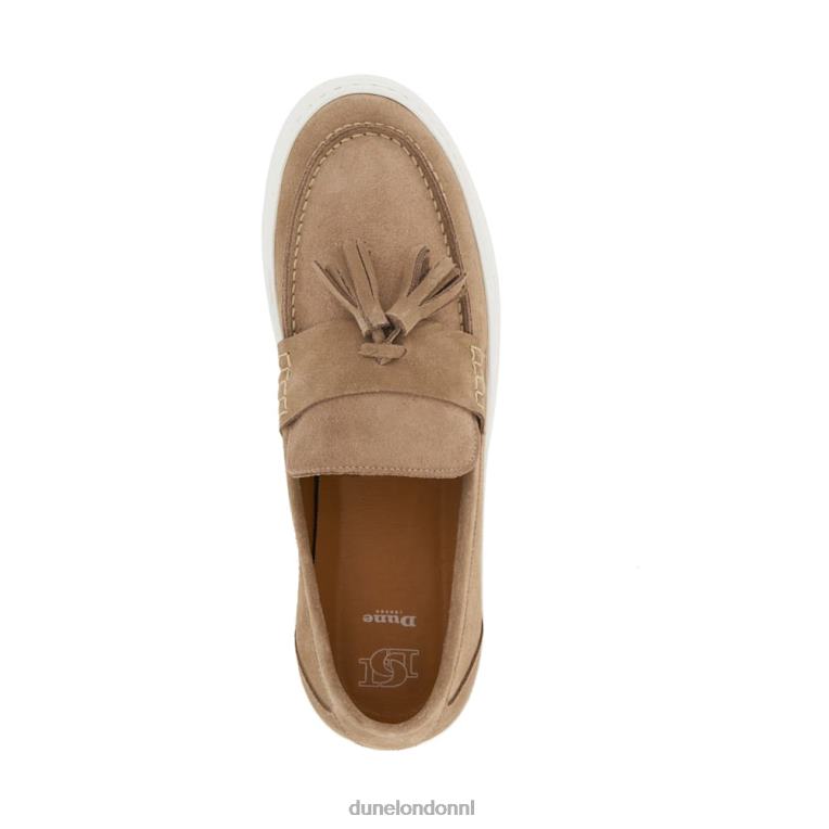 Heren R6DFZ699 bed taupe Dune London Casual suède loafers met kwastjes