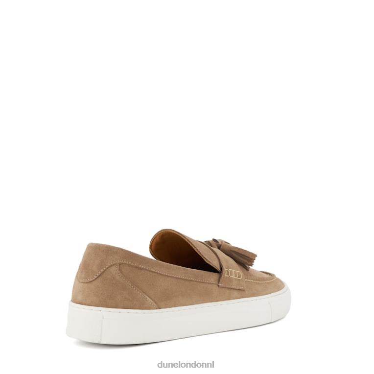 Heren R6DFZ699 bed taupe Dune London Casual suède loafers met kwastjes