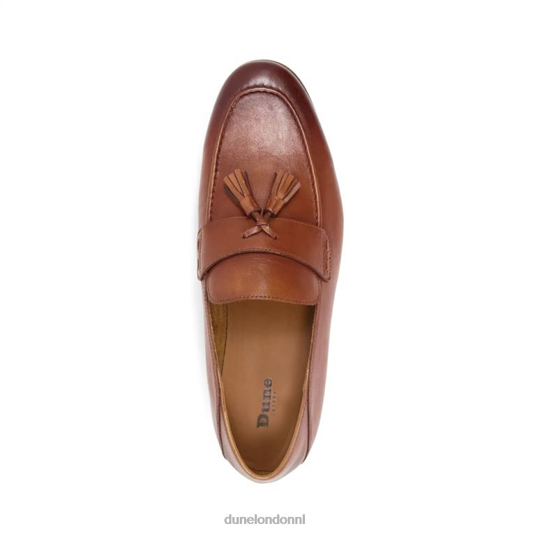 Heren R6DFZ735 steun bruinen Dune London Leren loafers met kwastjes