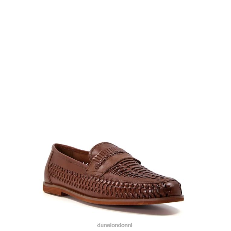 Heren R6DFZ878 Brighton-rots bruinen Dune London geweven lederen loafer