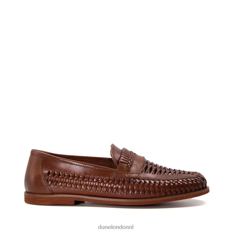 Heren R6DFZ878 Brighton-rots bruinen Dune London geweven lederen loafer