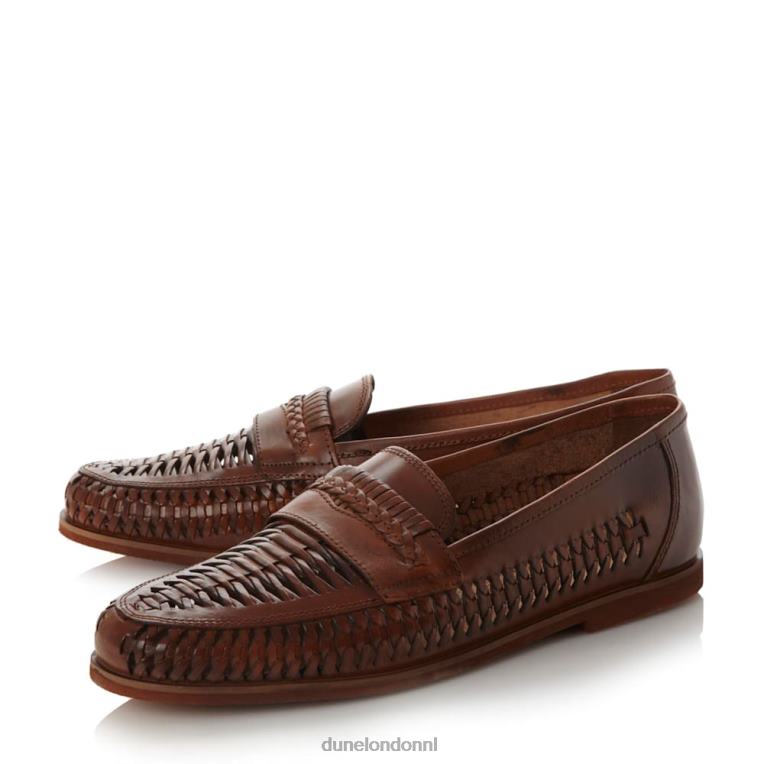 Heren R6DFZ878 Brighton-rots bruinen Dune London geweven lederen loafer