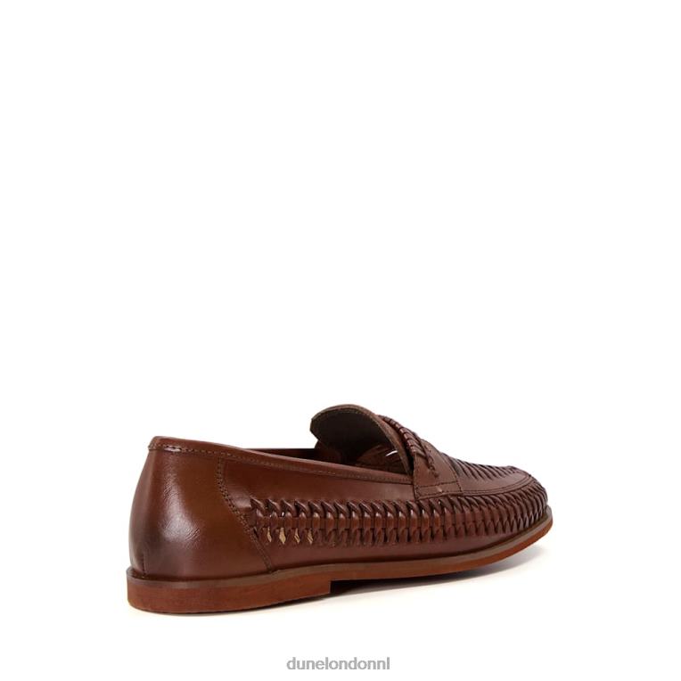 Heren R6DFZ878 Brighton-rots bruinen Dune London geweven lederen loafer