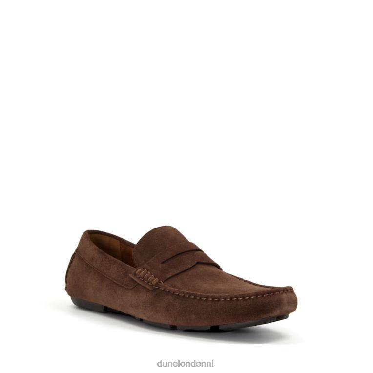 Heren R6DFZ885 Bradlay bruin Dune London Mocassinloafers van suède met vierkante neus