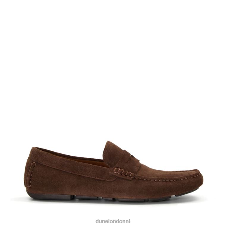 Heren R6DFZ885 Bradlay bruin Dune London Mocassinloafers van suède met vierkante neus