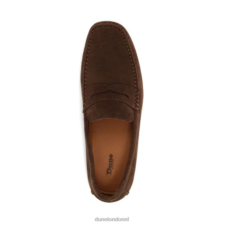 Heren R6DFZ885 Bradlay bruin Dune London Mocassinloafers van suède met vierkante neus