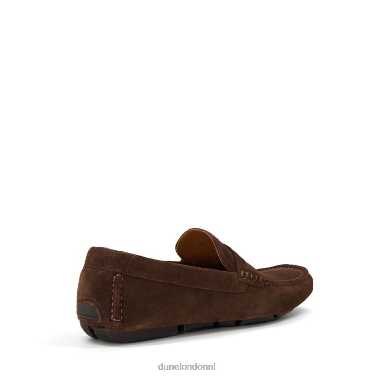 Heren R6DFZ885 Bradlay bruin Dune London Mocassinloafers van suède met vierkante neus