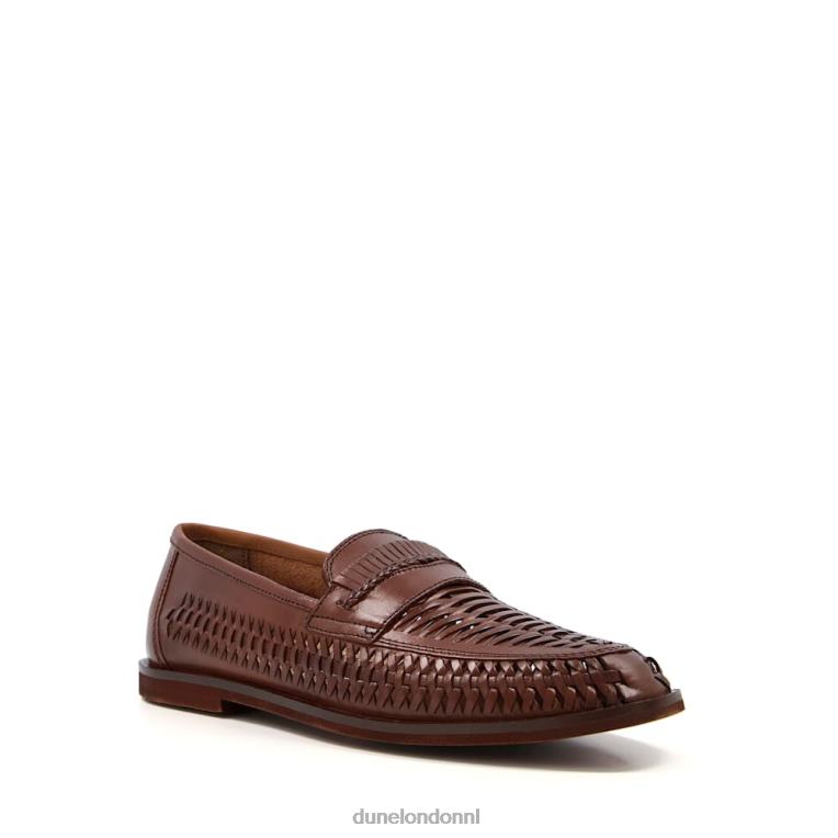 Heren R6DFZ886 Brighton Roc bruinen Dune London Geweven leren loafers met brede pasvorm