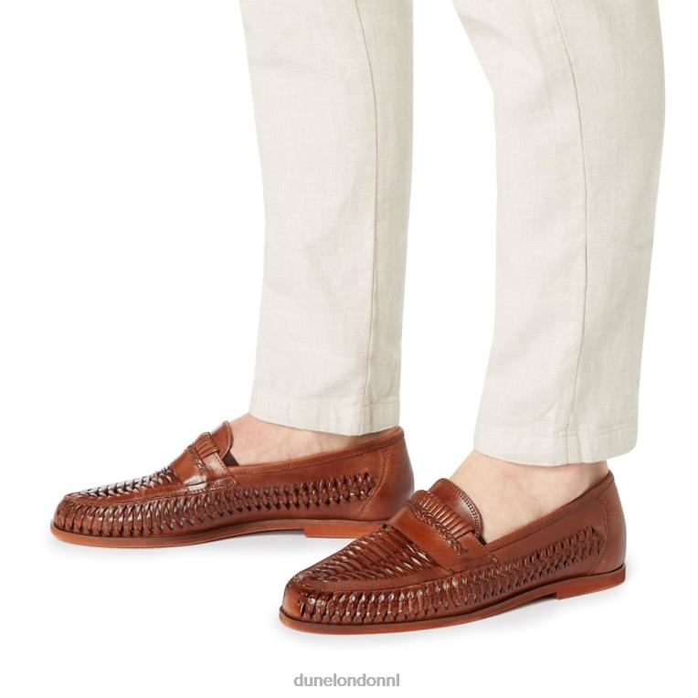 Heren R6DFZ886 Brighton Roc bruinen Dune London Geweven leren loafers met brede pasvorm