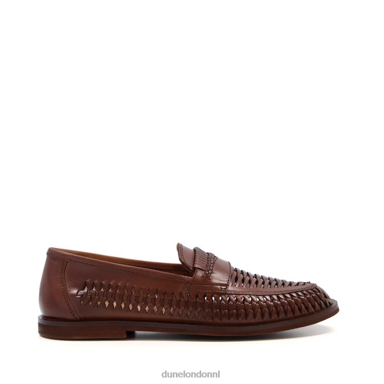 Heren R6DFZ886 Brighton Roc bruinen Dune London Geweven leren loafers met brede pasvorm