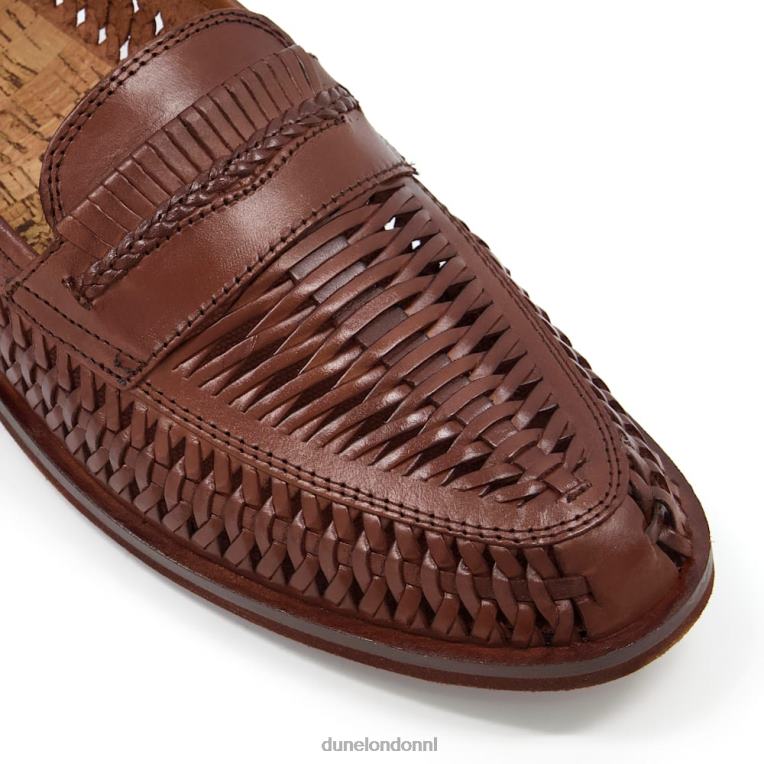 Heren R6DFZ886 Brighton Roc bruinen Dune London Geweven leren loafers met brede pasvorm