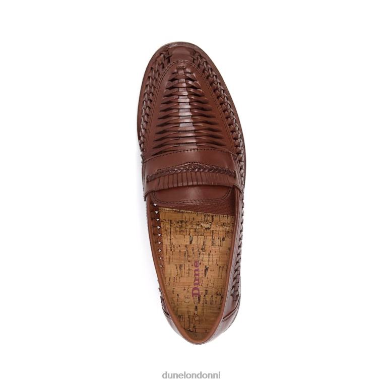 Heren R6DFZ886 Brighton Roc bruinen Dune London Geweven leren loafers met brede pasvorm