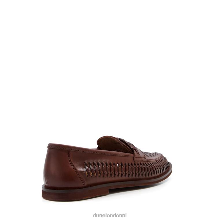 Heren R6DFZ886 Brighton Roc bruinen Dune London Geweven leren loafers met brede pasvorm