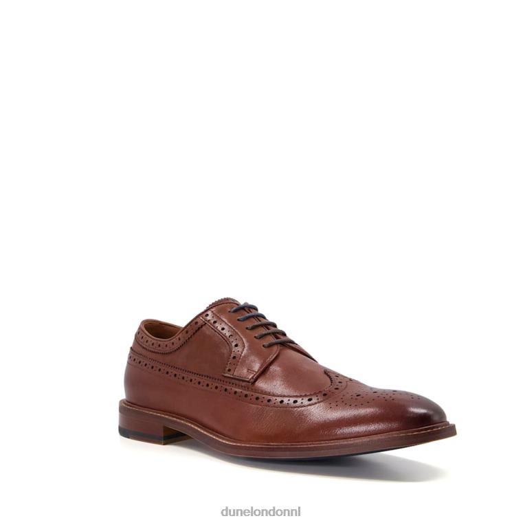 Heren R6DFZ748 superieur bruinen Dune London leren brogueschoenen met vleugeltip