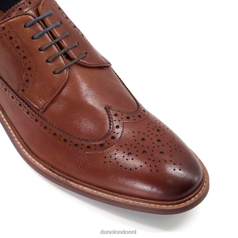 Heren R6DFZ748 superieur bruinen Dune London leren brogueschoenen met vleugeltip