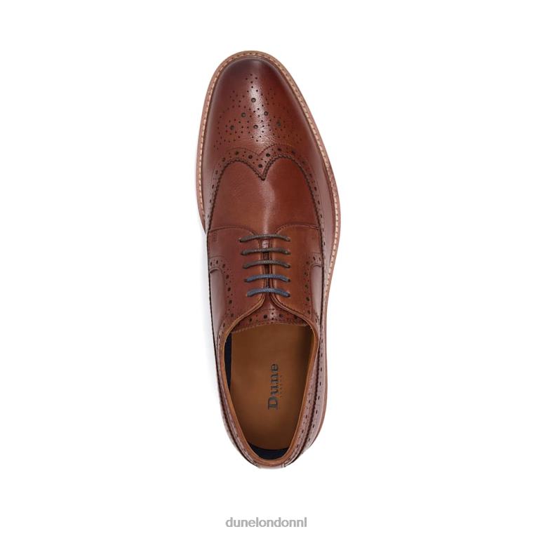 Heren R6DFZ748 superieur bruinen Dune London leren brogueschoenen met vleugeltip