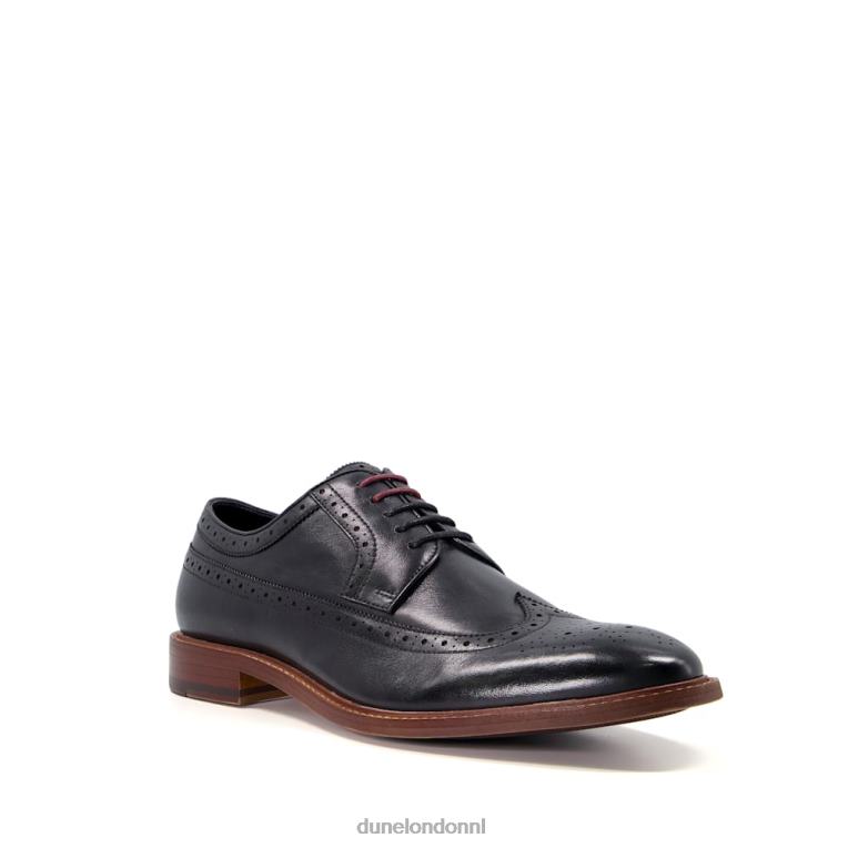 Heren R6DFZ771 superieur zwart Dune London leren brogueschoenen met vleugeltip