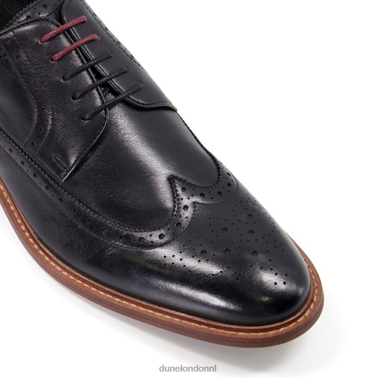 Heren R6DFZ771 superieur zwart Dune London leren brogueschoenen met vleugeltip