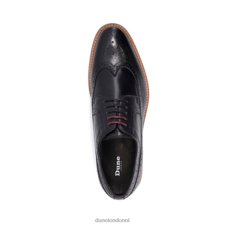 Heren R6DFZ771 superieur zwart Dune London leren brogueschoenen met vleugeltip