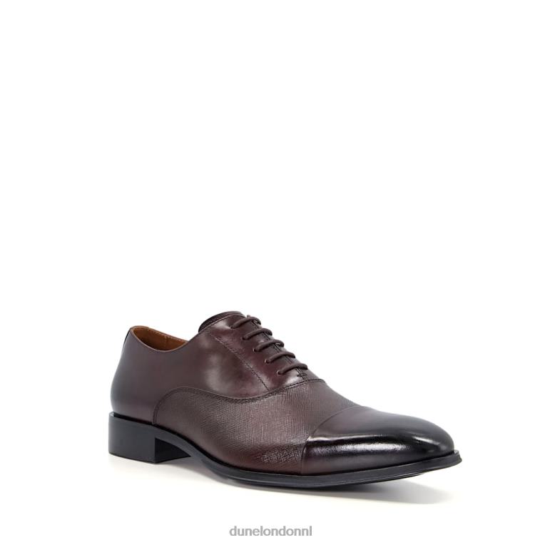 Heren R6DFZ788 laken donker bruin Dune London Oxford-schoenen van saffianoleer