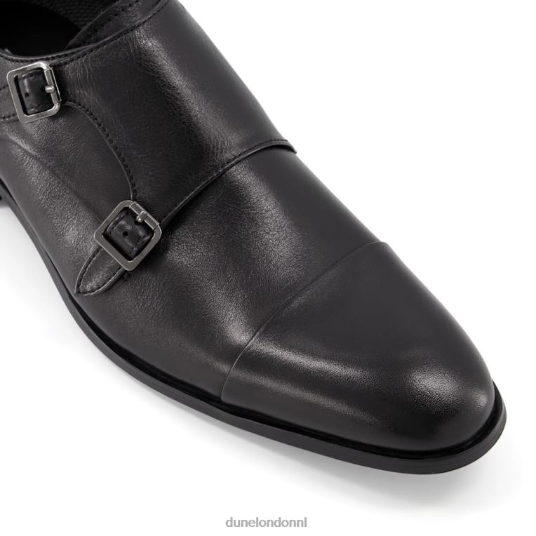 Heren R6DFZ792 intrigant zwart Dune London Leren schoenen met brede pasvorm en gesp