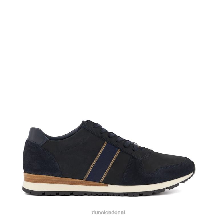 Heren R6DFZ709 tref marine Dune London Nubuck sneakers met streepdetail