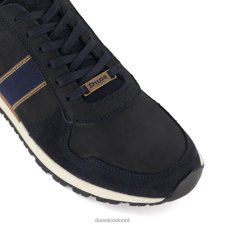 Heren R6DFZ709 tref marine Dune London Nubuck sneakers met streepdetail