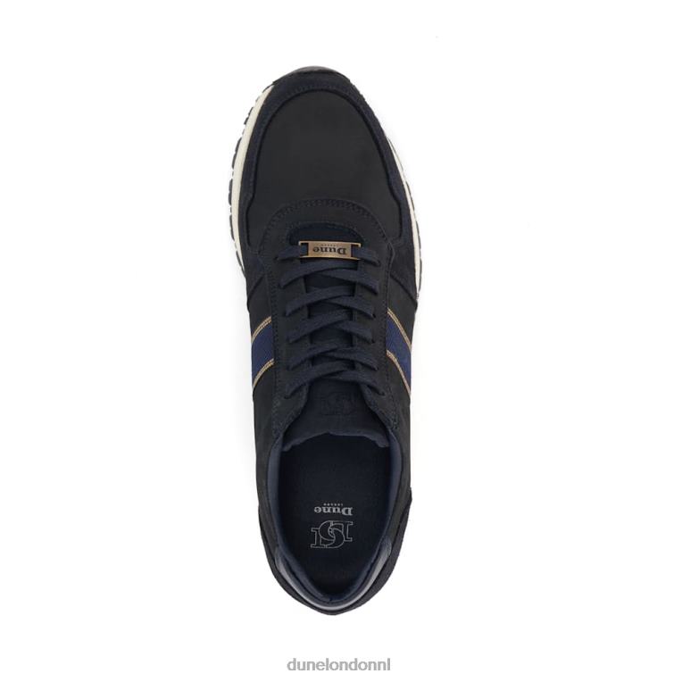 Heren R6DFZ709 tref marine Dune London Nubuck sneakers met streepdetail