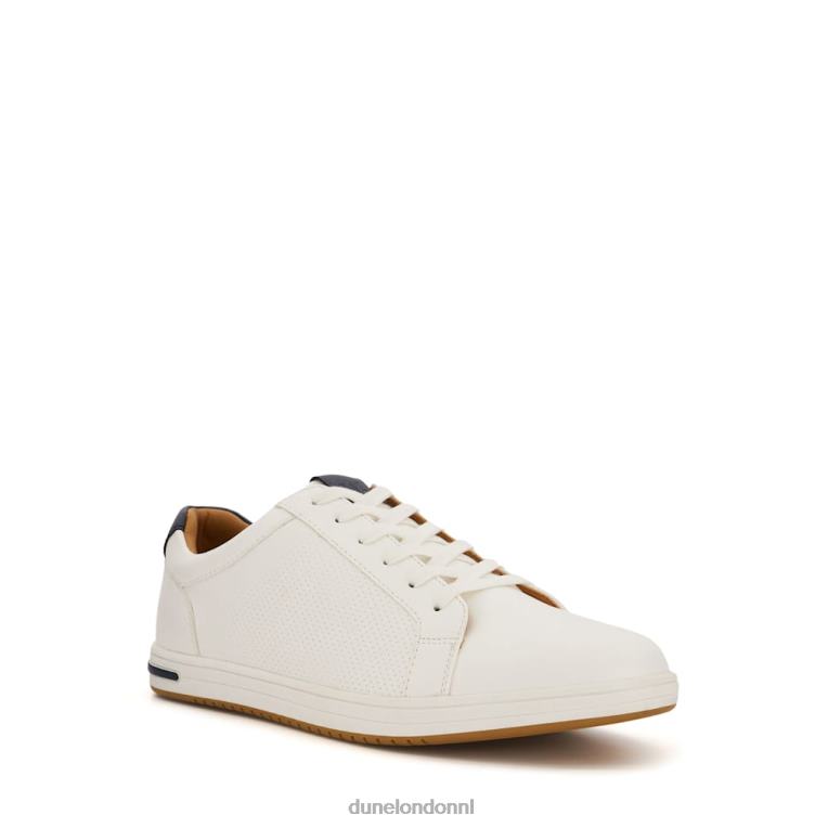 Heren R6DFZ711 duizelig wit Dune London geperforeerde sneakers met veters - Klik op de afbeelding om het venster te sluiten