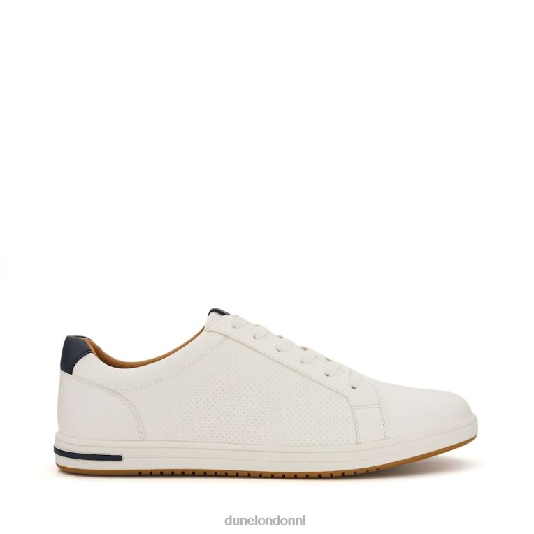 Heren R6DFZ711 duizelig wit Dune London geperforeerde sneakers met veters