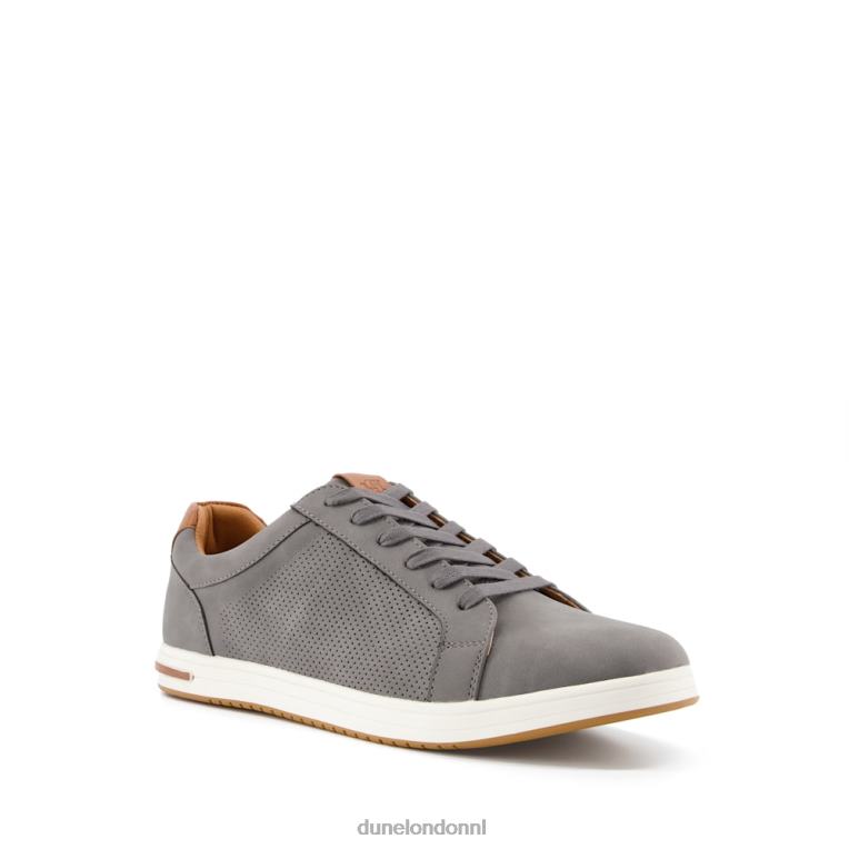 Heren R6DFZ743 duizelig grijs Dune London geperforeerde sneakers met veters