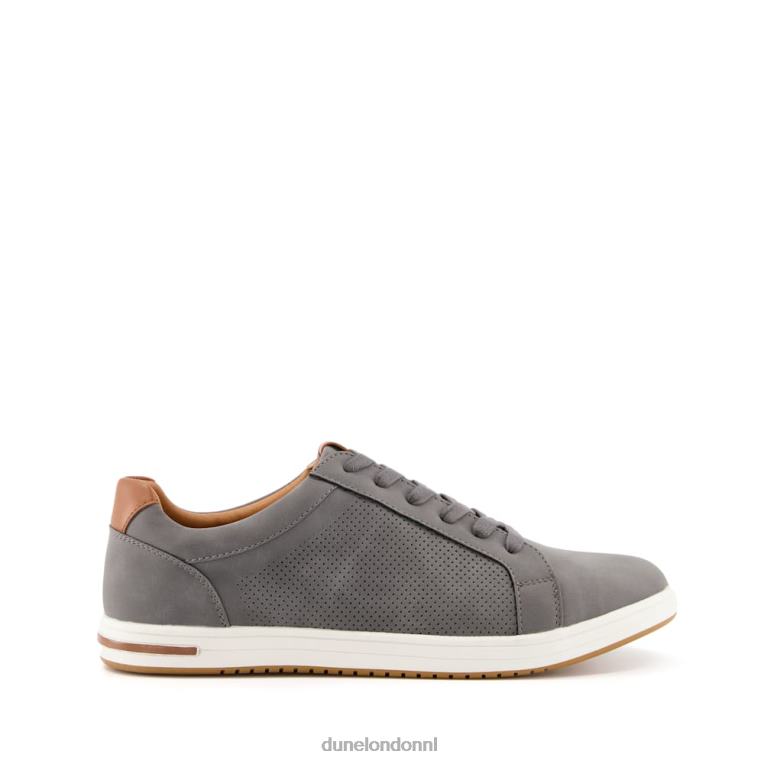 Heren R6DFZ743 duizelig grijs Dune London geperforeerde sneakers met veters