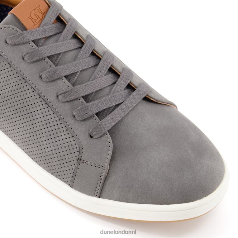 Heren R6DFZ743 duizelig grijs Dune London geperforeerde sneakers met veters