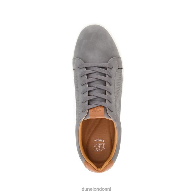 Heren R6DFZ743 duizelig grijs Dune London geperforeerde sneakers met veters