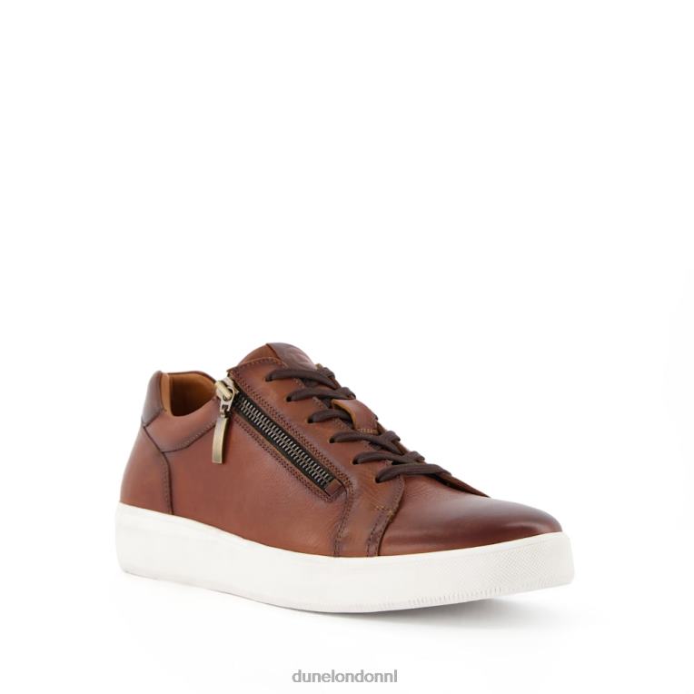 Heren R6DFZ746 eerbetoon bruinen Dune London Sneakers met cupzool met ritsdetail - Klik op de afbeelding om het venster te sluiten