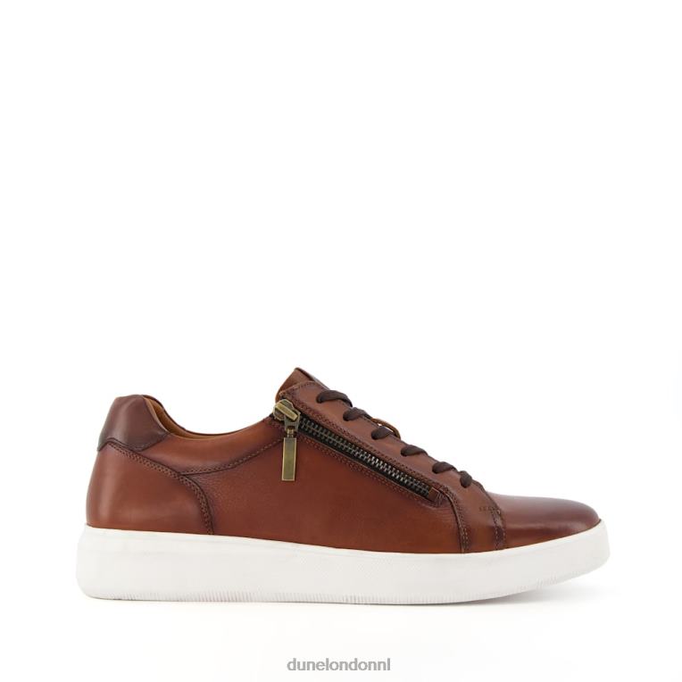 Heren R6DFZ746 eerbetoon bruinen Dune London Sneakers met cupzool met ritsdetail