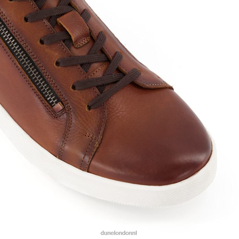 Heren R6DFZ746 eerbetoon bruinen Dune London Sneakers met cupzool met ritsdetail