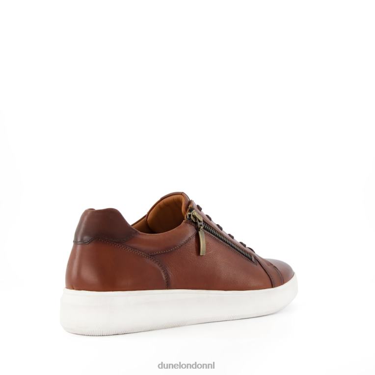 Heren R6DFZ746 eerbetoon bruinen Dune London Sneakers met cupzool met ritsdetail