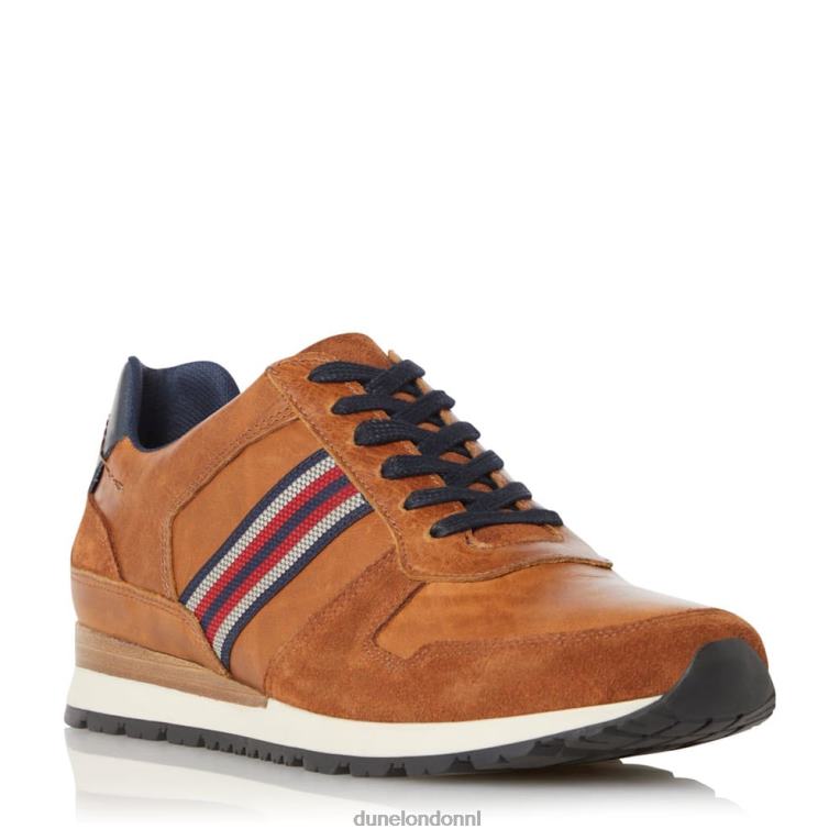 Heren R6DFZ845 Truro bruinen Dune London Runner-sneakers met veters aan de zijkant - Klik op de afbeelding om het venster te sluiten