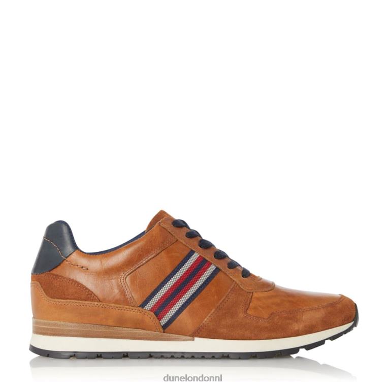 Heren R6DFZ845 Truro bruinen Dune London Runner-sneakers met veters aan de zijkant