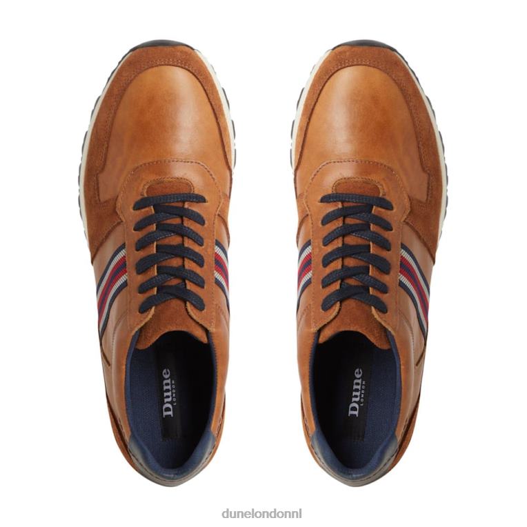 Heren R6DFZ845 Truro bruinen Dune London Runner-sneakers met veters aan de zijkant